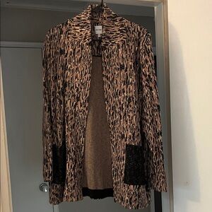 NIC+ZOE Animal Print Cardigan with Black Details